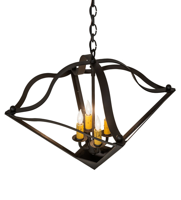 Meyda Tiffany 256645 Four Light Pendant, Wrought Iron
