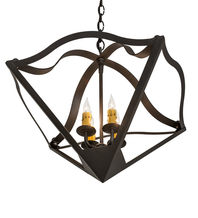 Meyda Tiffany 256645 Four Light Pendant, Wrought Iron