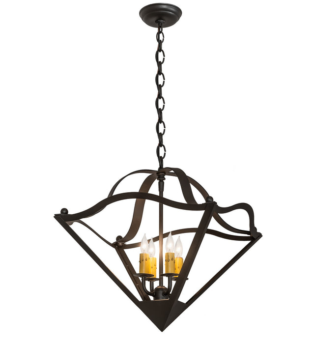 Meyda Tiffany 256645 Four Light Pendant, Wrought Iron
