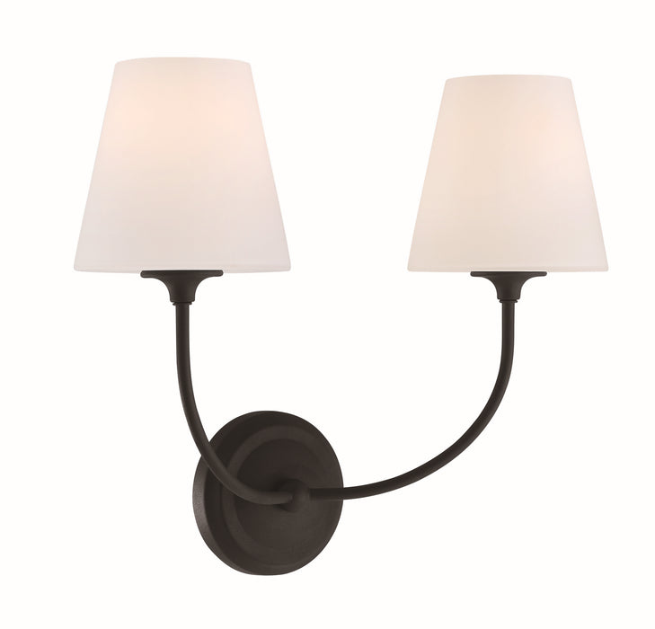 Crystorama 2442-OP-BF Two Light Wall Sconce, Black Forged