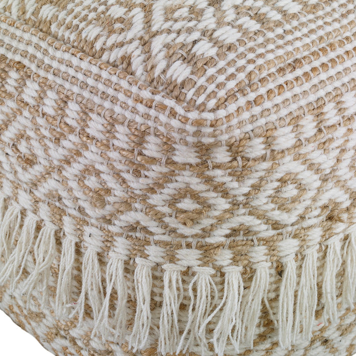 Uttermost 23972 Pouf, Soft Ivory And Rich Brown