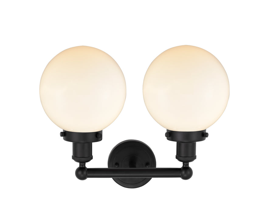 Innovations 616-2W-BK-G201-8 Two Light Bath Vanity, Matte Black