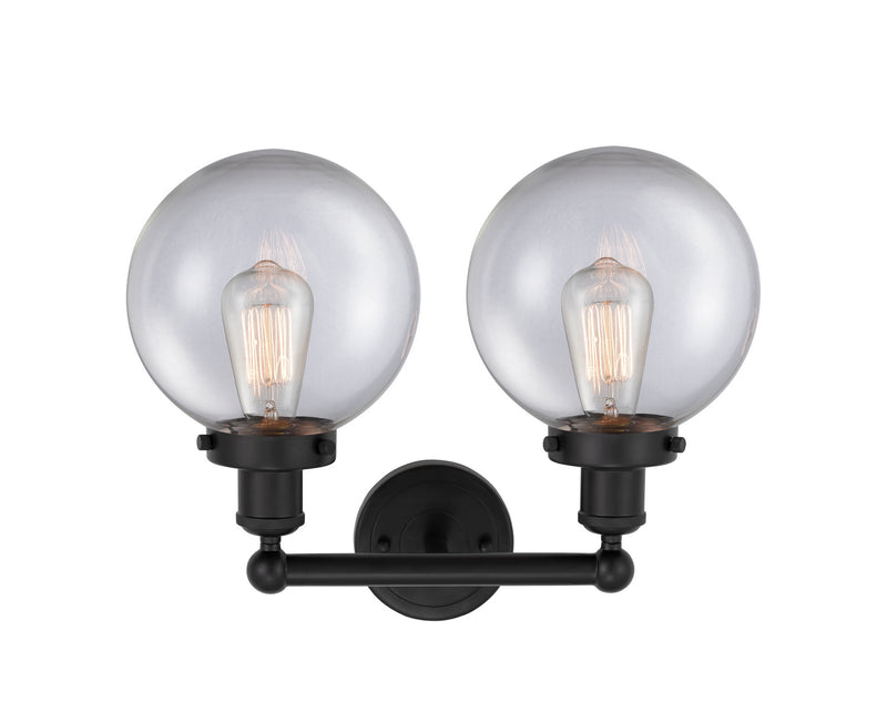 Innovations 616-2W-BK-G202-8 Two Light Bath Vanity, Matte Black