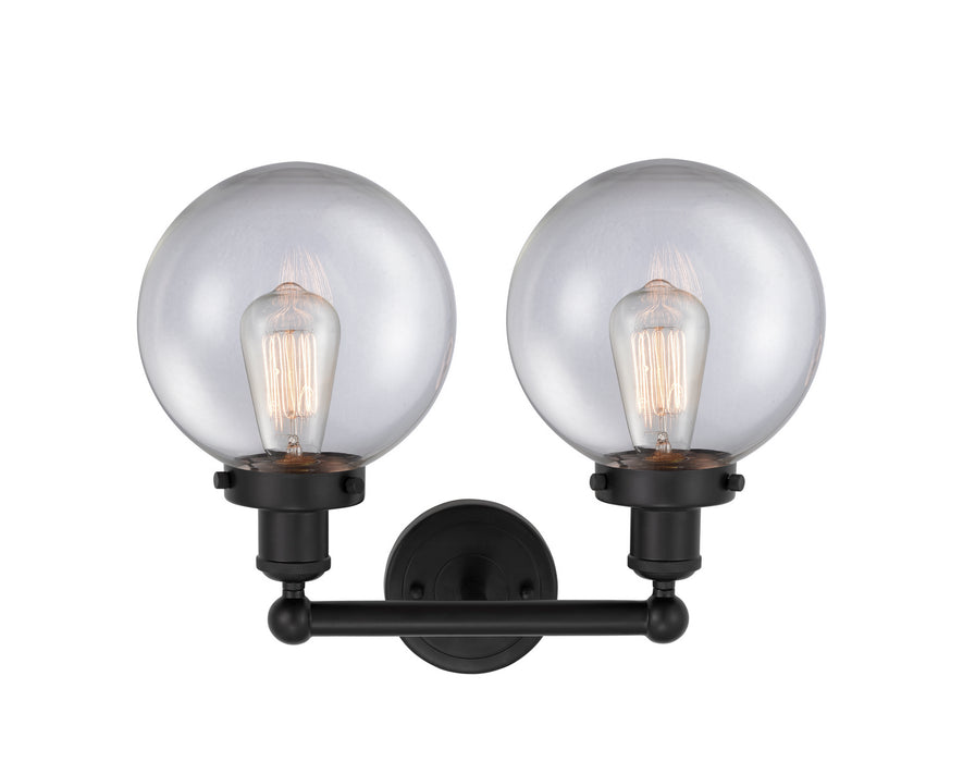 Innovations 616-2W-BK-G202-8 Two Light Bath Vanity, Matte Black