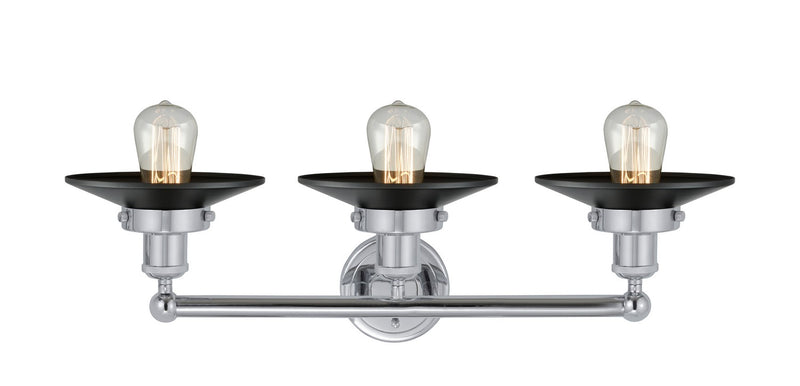 Innovations 616-3W-PC-M6-BK Three Light Bath Vanity, Polished Chrome