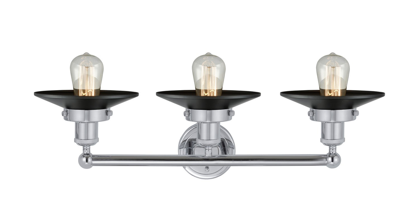 Innovations 616-3W-PC-M6-BK Three Light Bath Vanity, Polished Chrome