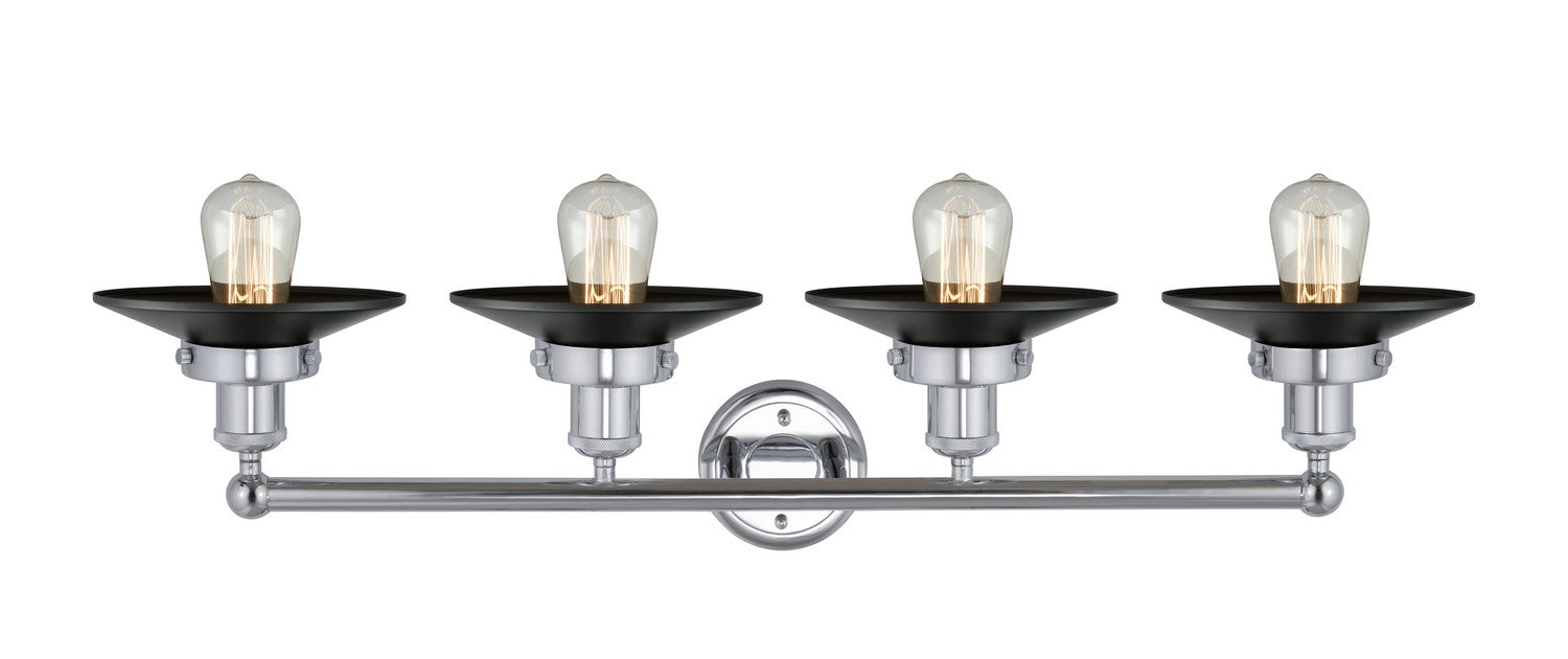 Innovations 616-4W-PC-M6-BK Four Light Bath Vanity, Polished Chrome