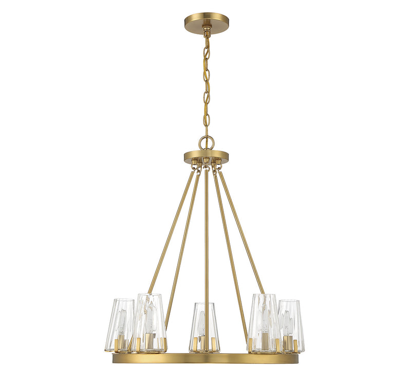 Lighting One E V6-L1-2320-5-322 Five Light Chandelier, Warm Brass