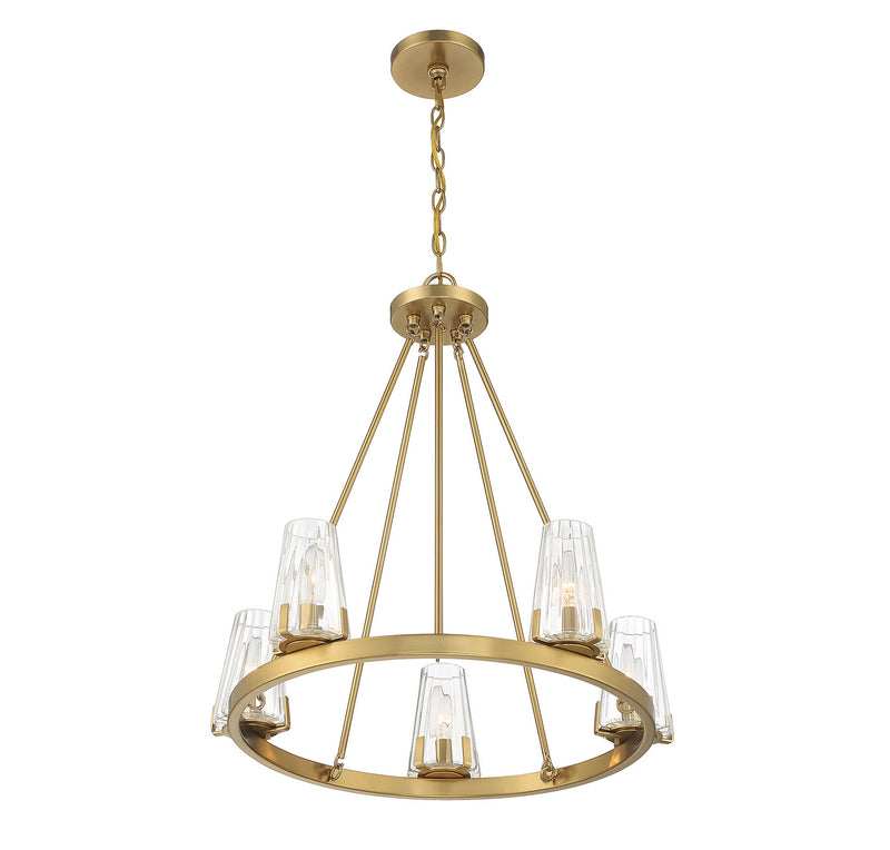 Lighting One E V6-L1-2320-5-322 Five Light Chandelier, Warm Brass