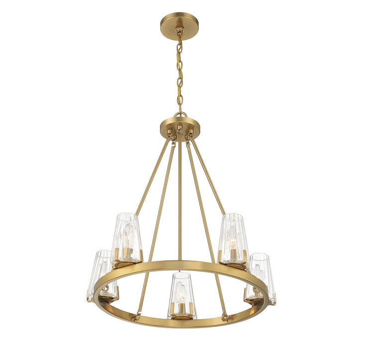 Lighting One E V6-L1-2320-5-322 Five Light Chandelier, Warm Brass
