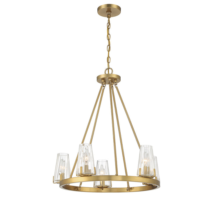 Lighting One E V6-L1-2320-5-322 Five Light Chandelier, Warm Brass