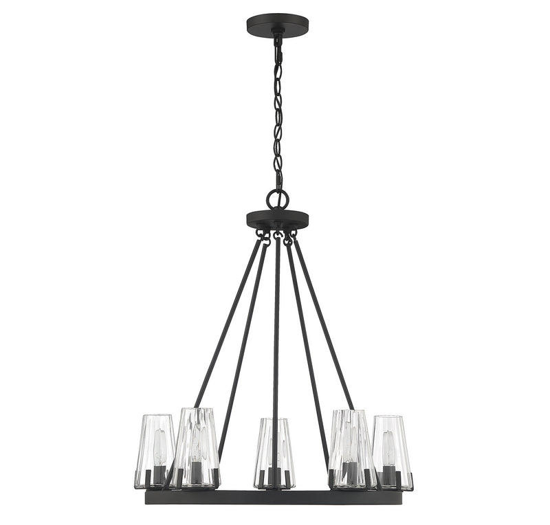 Lighting One E V6-L1-2320-5-89 Five Light Chandelier, Matte Black