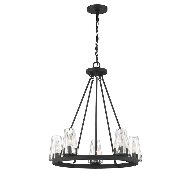 Lighting One E V6-L1-2320-5-89 Five Light Chandelier, Matte Black