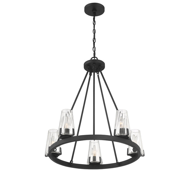 Lighting One E V6-L1-2320-5-89 Five Light Chandelier, Matte Black
