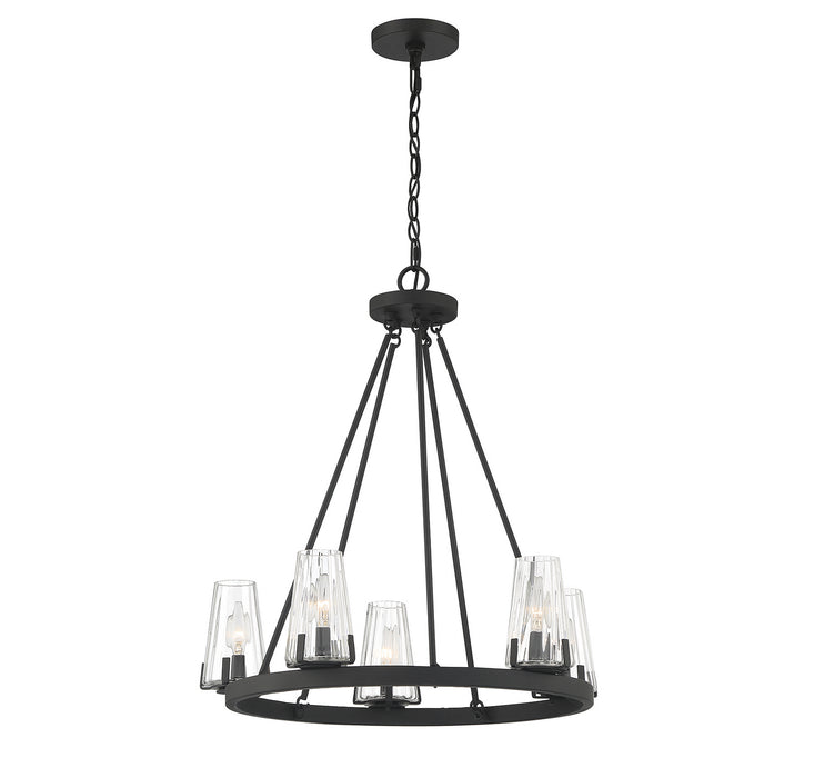 Lighting One E V6-L1-2320-5-89 Five Light Chandelier, Matte Black