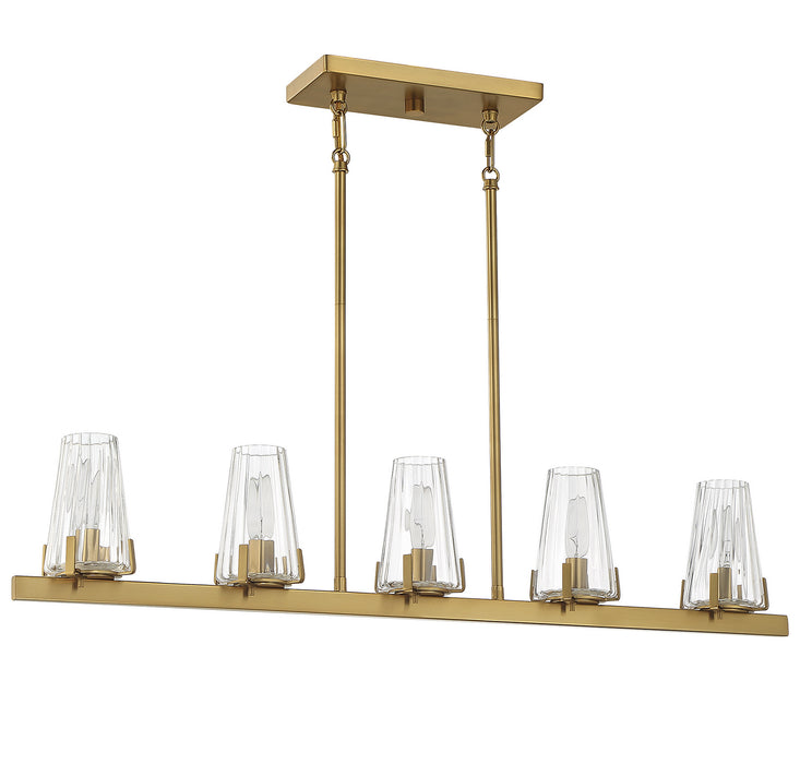 Lighting One E V6-L1-2321-5-322 Five Light Linear Chandelier, Warm Brass