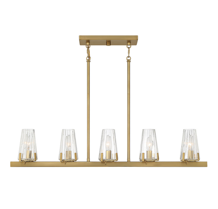Lighting One E V6-L1-2321-5-322 Five Light Linear Chandelier, Warm Brass