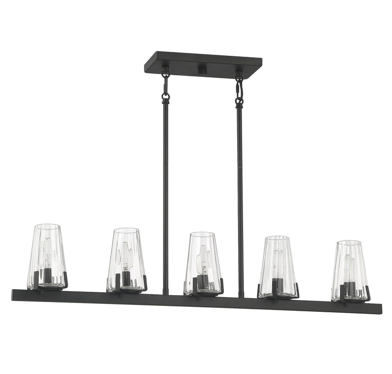 Lighting One E V6-L1-2321-5-89 Five Light Linear Chandelier, Matte Black