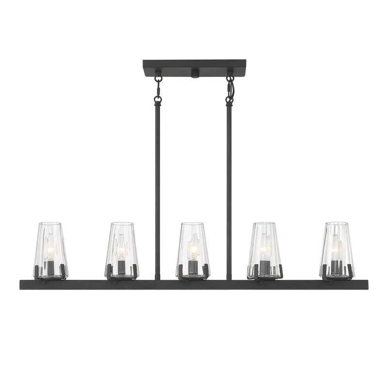 Lighting One E V6-L1-2321-5-89 Five Light Linear Chandelier, Matte Black