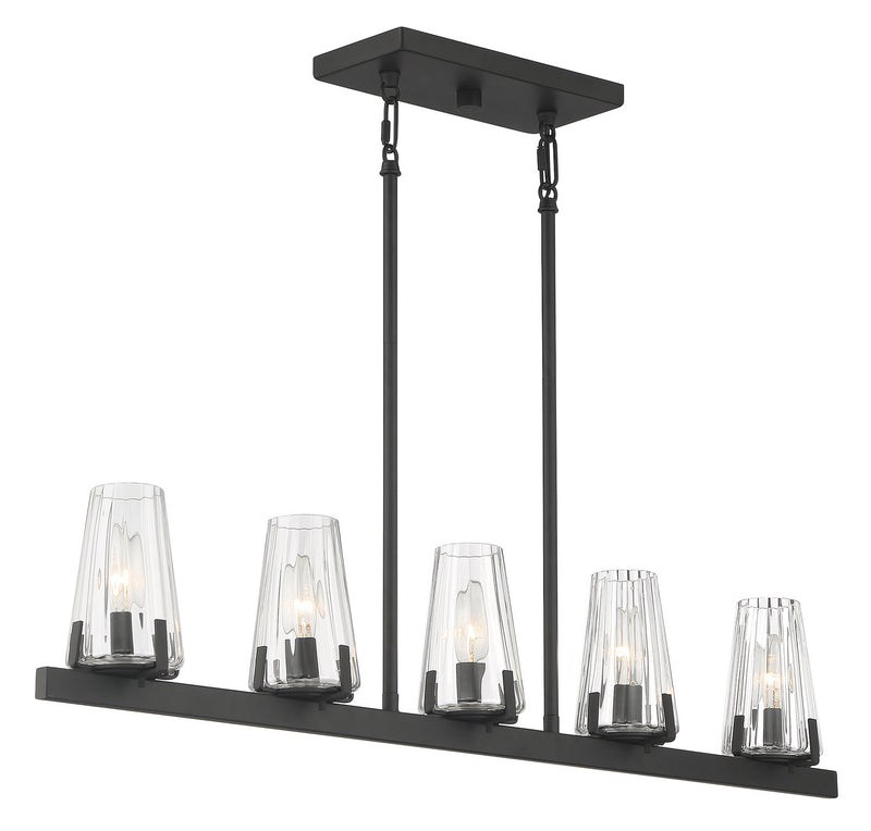 Lighting One E V6-L1-2321-5-89 Five Light Linear Chandelier, Matte Black