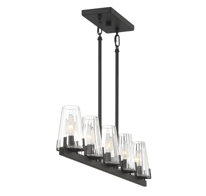 Lighting One E V6-L1-2321-5-89 Five Light Linear Chandelier, Matte Black