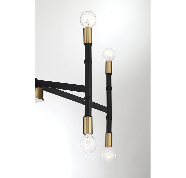 Lighting One E V6-L1-5610-10-143 Ten Light Chandelier, Matte Black w/ Warm Brass