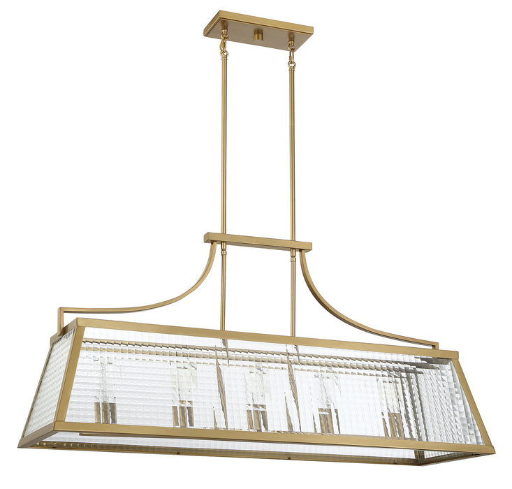 Lighting One E V6-L1-6841-5-322 Five Light Linear Chandelier, Warm Brass