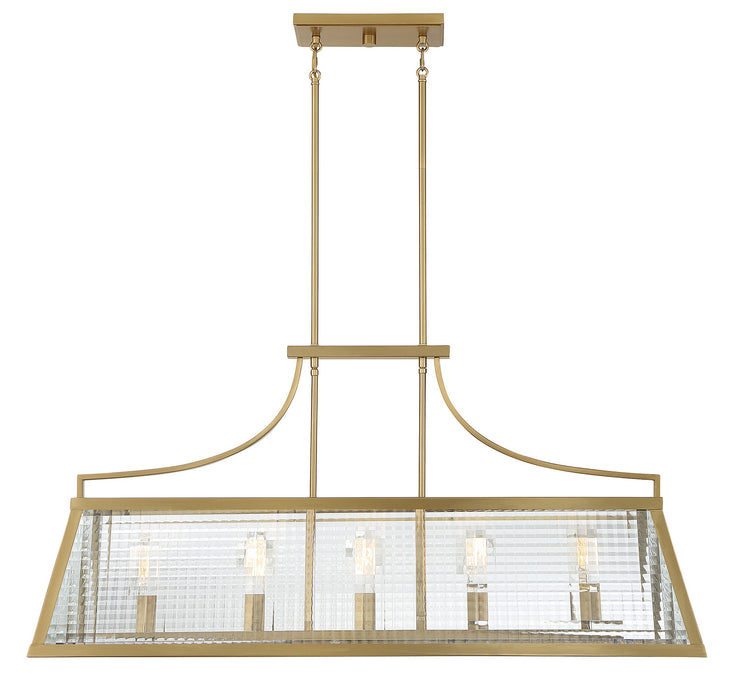 Lighting One E V6-L1-6841-5-322 Five Light Linear Chandelier, Warm Brass