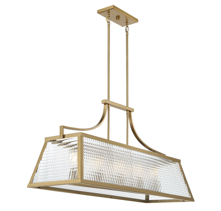 Lighting One E V6-L1-6841-5-322 Five Light Linear Chandelier, Warm Brass