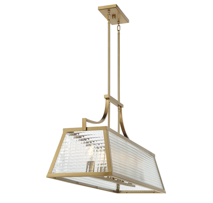 Lighting One E V6-L1-6841-5-322 Five Light Linear Chandelier, Warm Brass