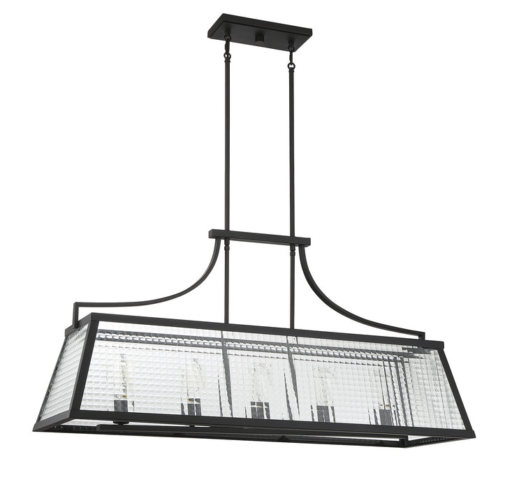 Lighting One E V6-L1-6841-5-89 Five Light Linear Chandelier, Matte Black