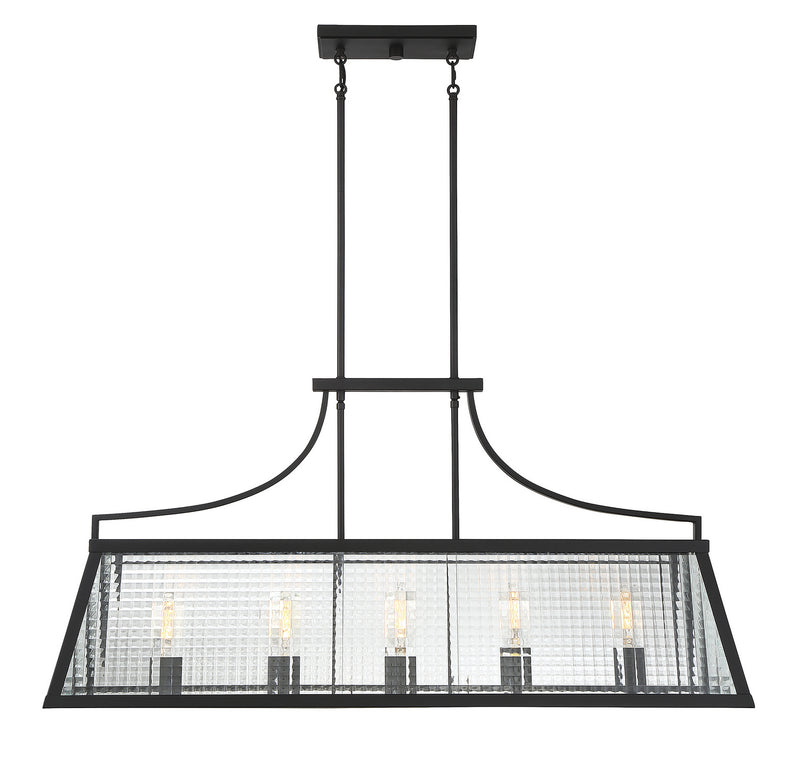 Lighting One E V6-L1-6841-5-89 Five Light Linear Chandelier, Matte Black