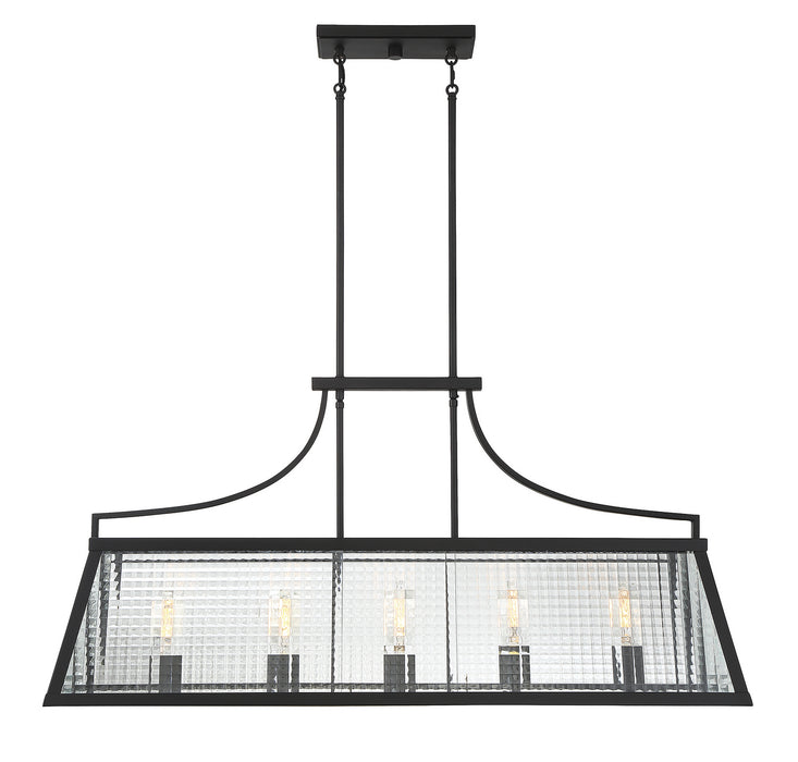 Lighting One E V6-L1-6841-5-89 Five Light Linear Chandelier, Matte Black