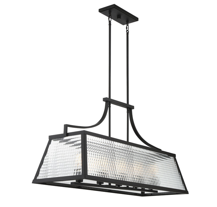 Lighting One E V6-L1-6841-5-89 Five Light Linear Chandelier, Matte Black
