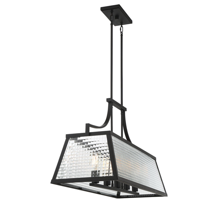 Lighting One E V6-L1-6841-5-89 Five Light Linear Chandelier, Matte Black