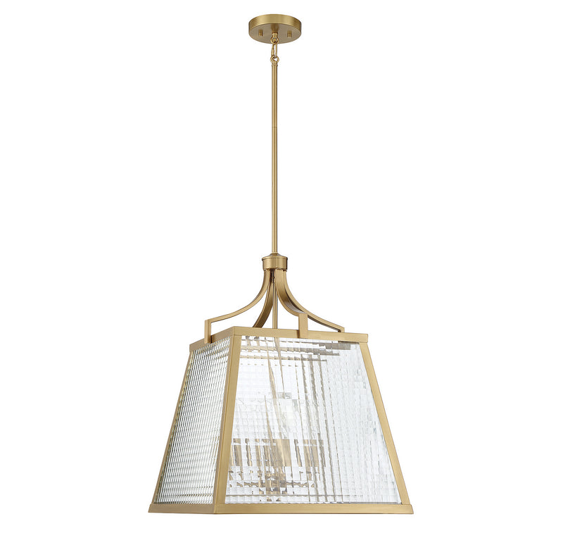 Lighting One E V6-L3-6840-4-322 Four Light Pendant, Warm Brass