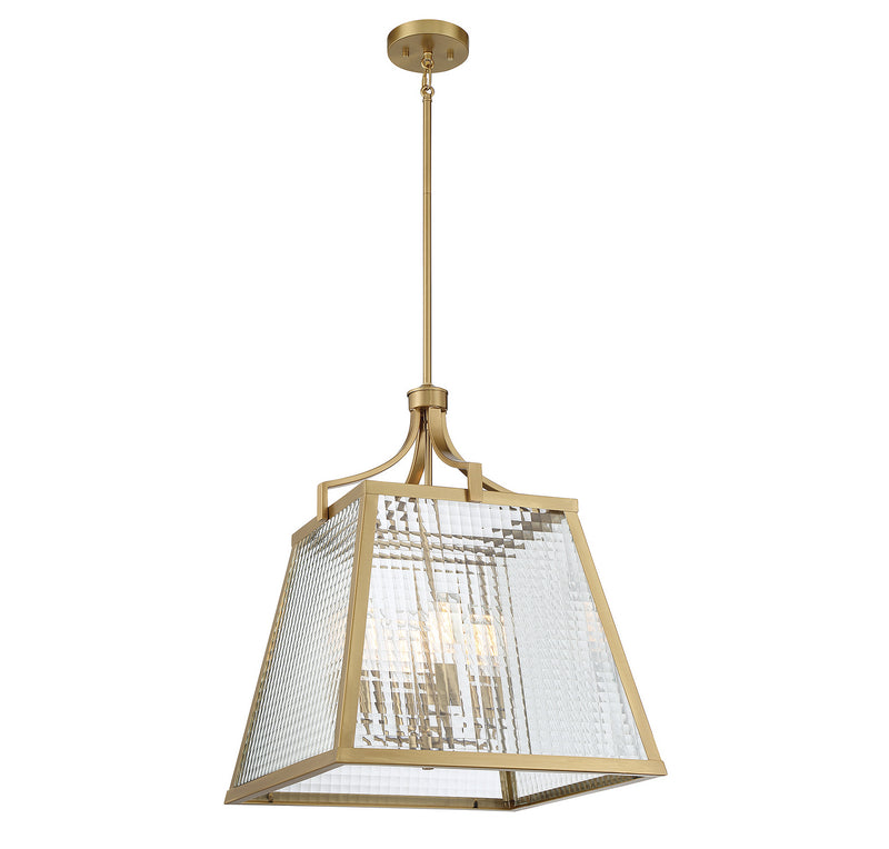 Lighting One E V6-L3-6840-4-322 Four Light Pendant, Warm Brass