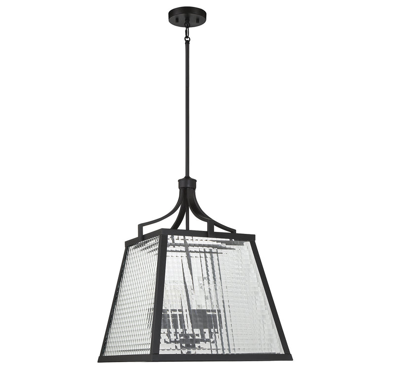 Lighting One E V6-L3-6840-4-89 Four Light Pendant, Matte Black
