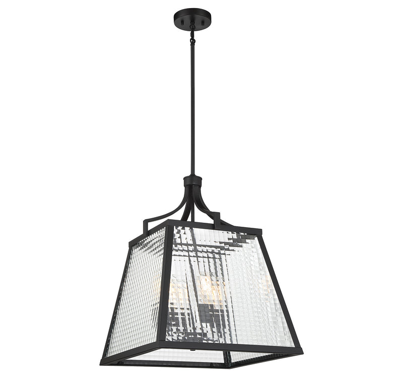 Lighting One E V6-L3-6840-4-89 Four Light Pendant, Matte Black