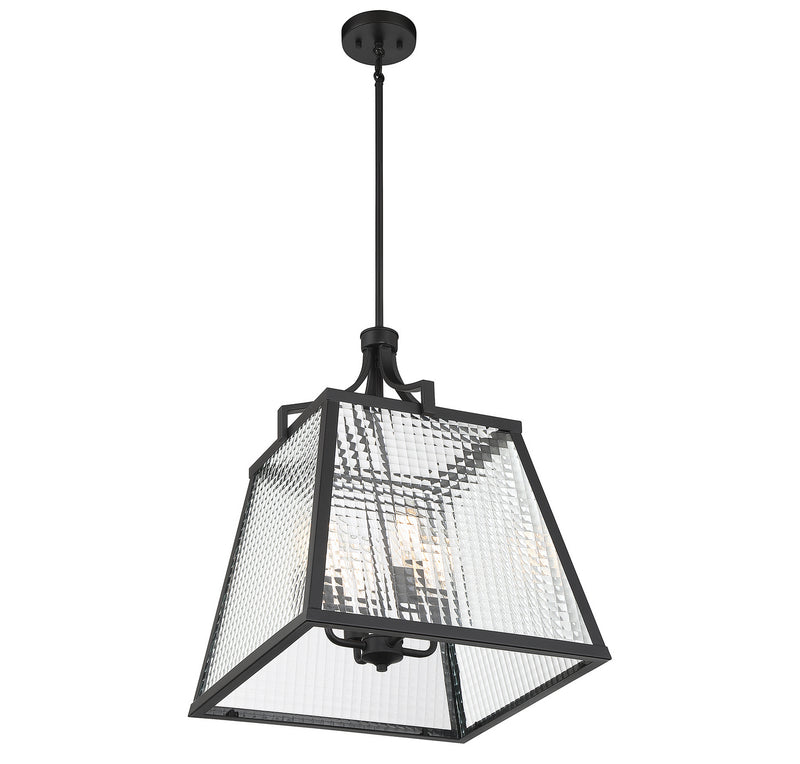Lighting One E V6-L3-6840-4-89 Four Light Pendant, Matte Black