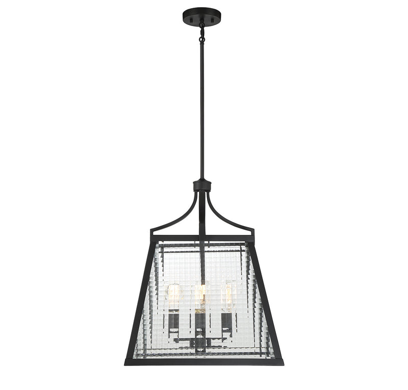 Lighting One E V6-L3-6840-4-89 Four Light Pendant, Matte Black