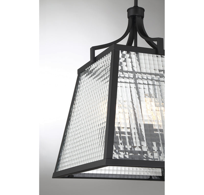 Lighting One E V6-L3-6840-4-89 Four Light Pendant, Matte Black