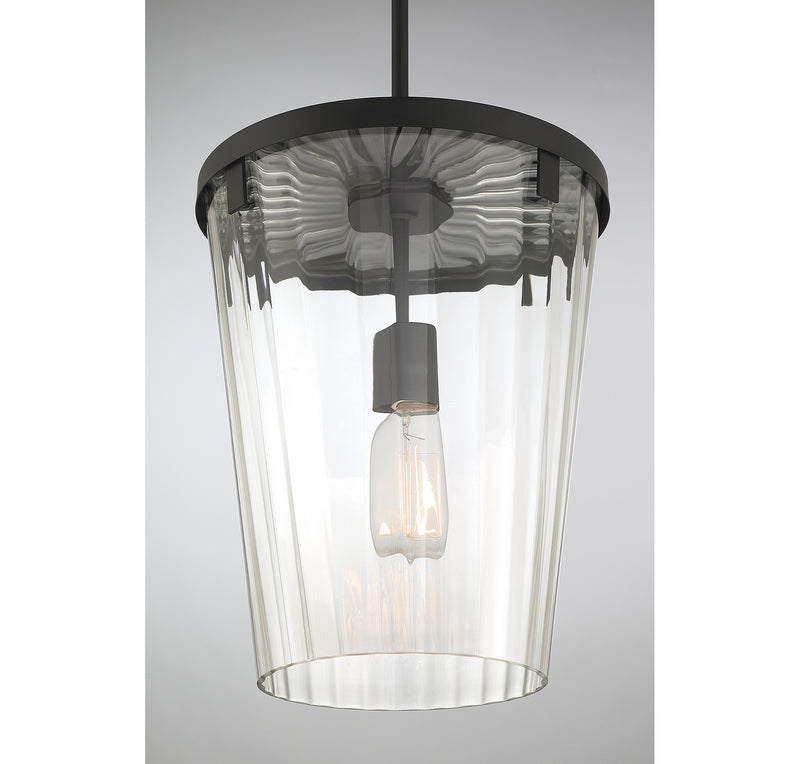 Lighting One E V6-L7-2322-1-89 One Light Pendant, Matte Black
