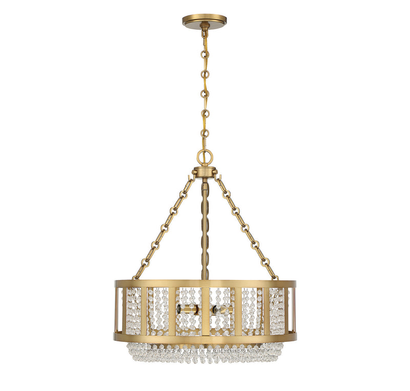 Lighting One E V6-L7-3201-4-322 Four Light Pendant, Warm Brass