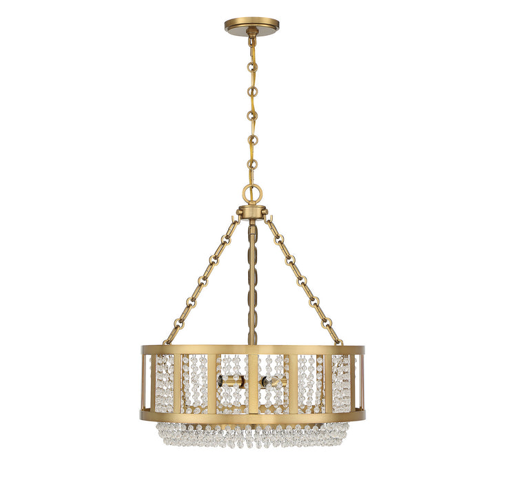 Lighting One E V6-L7-3201-4-322 Four Light Pendant, Warm Brass