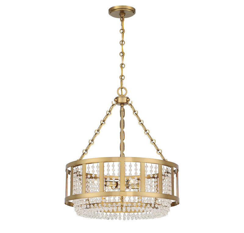 Lighting One E V6-L7-3201-4-322 Four Light Pendant, Warm Brass
