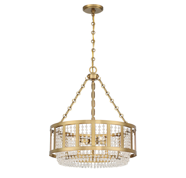 Lighting One E V6-L7-3201-4-322 Four Light Pendant, Warm Brass