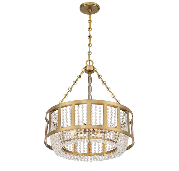 Lighting One E V6-L7-3201-4-322 Four Light Pendant, Warm Brass