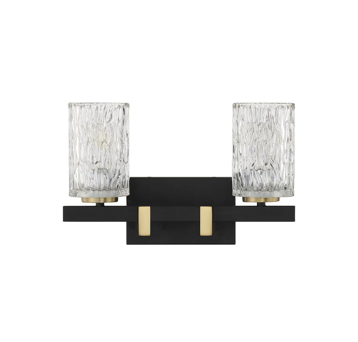 Lighting One E V6-L8-3601-2-143 Two Light Bathroom Vanity, Matte Black w/ Warm Brass