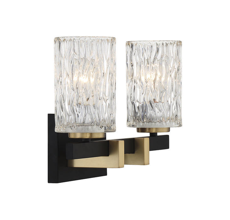 Lighting One E V6-L8-3601-2-143 Two Light Bathroom Vanity, Matte Black w/ Warm Brass